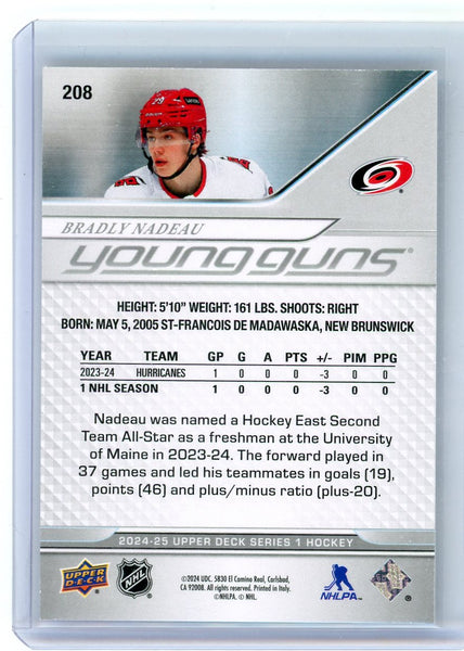 Bradly Nadeau - 2024 Upper Deck Series 1 Young Guns UD Exclusives 096/100