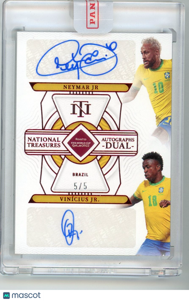 Vinícius Jr. Neymar Jr - 2022 Panini National Treasures  Dual Autograph 5/5
