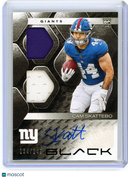Cam Skattebo - 2025 Panini Black 134/149 Jersey Auto Rookie RSM-SCO