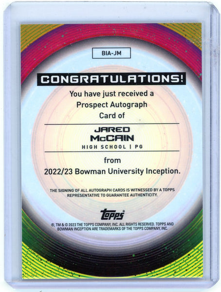 Jared McCain - 2023 Bowman University Inception Topps Prospect Auto BIA-JM