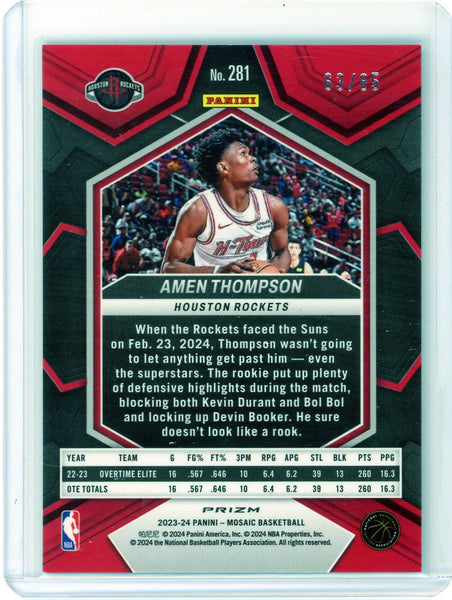 Amen Thompson - 2024 Panini Mosaic Prizm Blue Disco Rookie 63/85