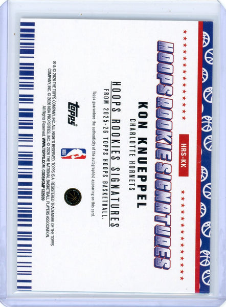 Kon Knueppel - 2025 Topps NBA Hoops Rookie Signatures AUTO RC