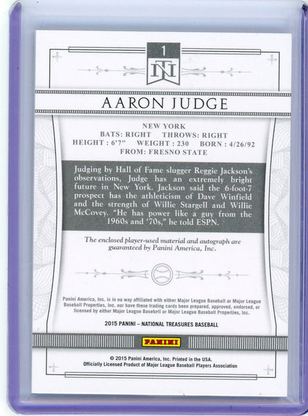 Aaron Judge - 2015 Panini National Treasures Prospect Silhouette Patch Auto /99