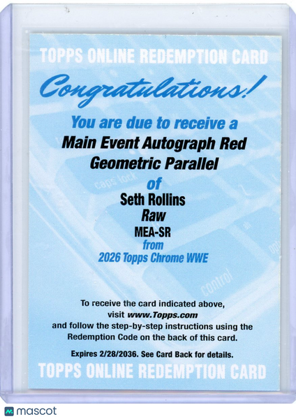Seth Rollins - 2026 Topps Chrome WWE Red Geometric Parallel Redemption