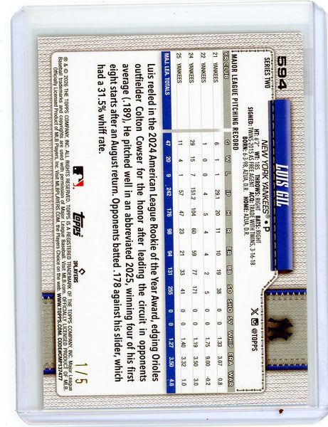 Luis Gil - 2026 Topps Series Two Baseball Red Sandglitter 1/5