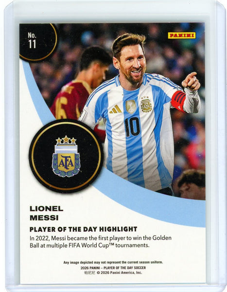 Lionel Messi - 2026 Panini Player of the Day Blue Foil 33/50 #11 Argentina
