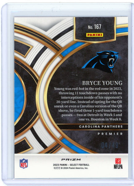 Bryce Young - 2024 Panini Select Prizm Red Disco Premier Rookie 4/49 #167