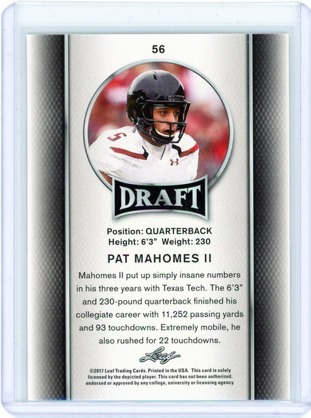 Patrick Pat Mahomes II - 2017 Leaf Draft Rookie Card #56