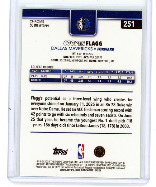 Cooper Flagg - 2025 Topps Chrome X-Fractor Rookie #251