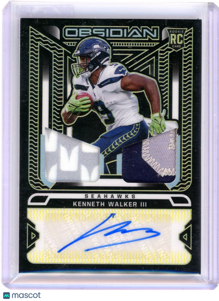 Kenneth Walker III - 2023 Panini Obsidian Dual Patch Rookie 14/25 RJI-KWA