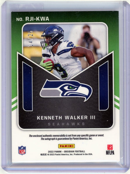 Kenneth Walker III - 2023 Panini Obsidian Dual Patch Rookie 14/25 RJI-KWA