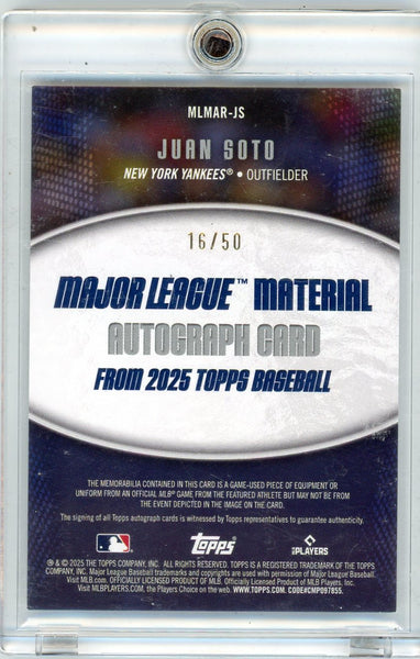 Juan Soto - 2025 Topps Major League Material 16/50 Game-Used Memorabilia