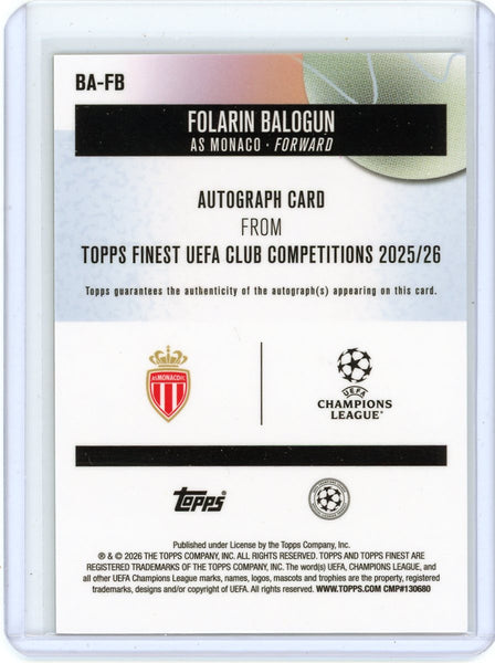 Folarin Balogun - 2026 Topps Finest UEFA Club Competitions Auto Refractor (A)