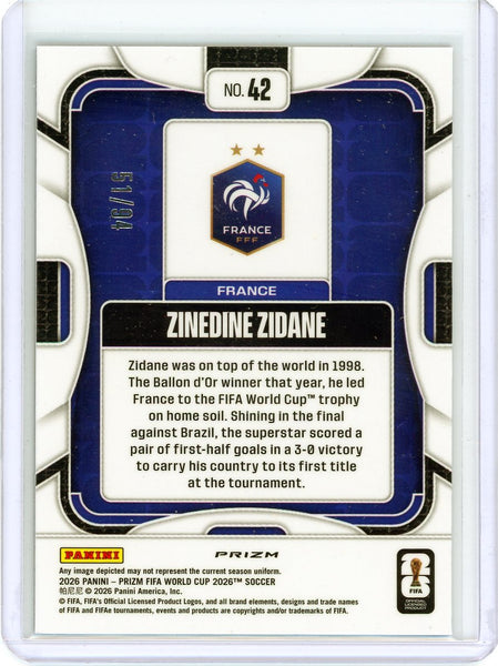 Zinedine Zidane - 2026 Panini Prizm FIFA World Cup Blue Stars Old Glory 51/94