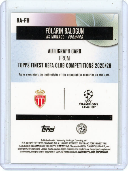 Folarin Balogun - 2026 Topps Finest UEFA Club Competitions Auto Refractor (B)