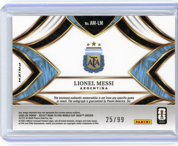 Lionel Messi - 2026 Panini Select FIFA World Cup Purple Patch Auto 25/99