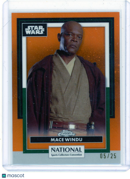 2026 Topps Chrome Star Wars NSCC Samuel L. Jackson Mace Windu Orange 05/25 SW-24