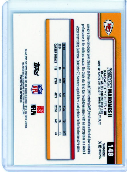 Patrick Mahomes II - 2025 Topps Chrome Football Image Variation #148 Chiefs
