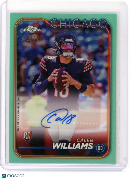 Caleb Williams - 2024 Topps Chrome Football Aqua Rookie Auto 148/199 RA-CWI