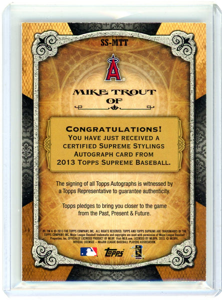 Mike Trout - 2013 Topps Supreme Supreme Stylings Auto 25/50 SS-MTT
