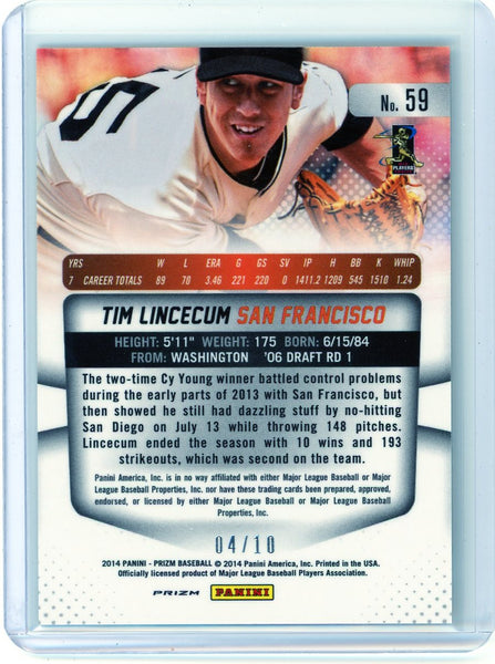 Tim Lincecum - 2014 Panini Prizm Gold 4/10 Giants