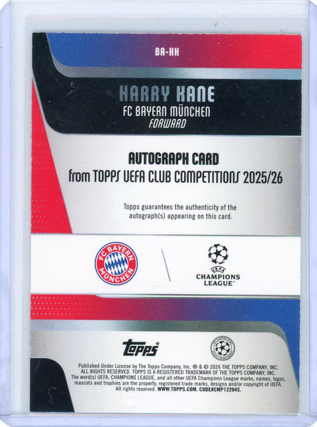 Harry Kane - 2026 Topps UEFA Club Competitions Gold Auto 01/50