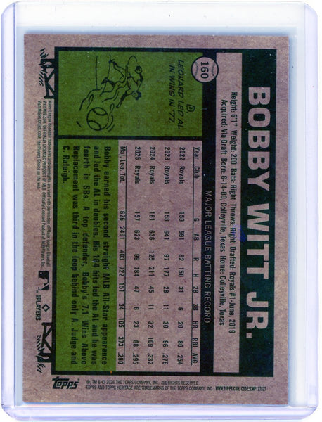 Bobby Witt Jr. - 2026 Topps Heritage Chrome Blue Refractor 082/150 #160