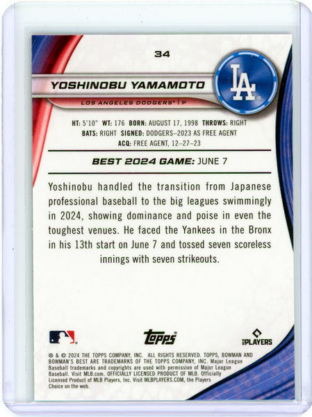 Yoshinobu Yamamoto - 2024 Bowman's Best Topps Rookie Green 87/99 #34