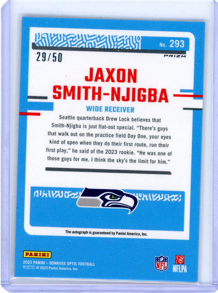 Jaxon Smith-Njigba - 2023 Donruss Optic Purple Stars Rated Rookie Auto /50
