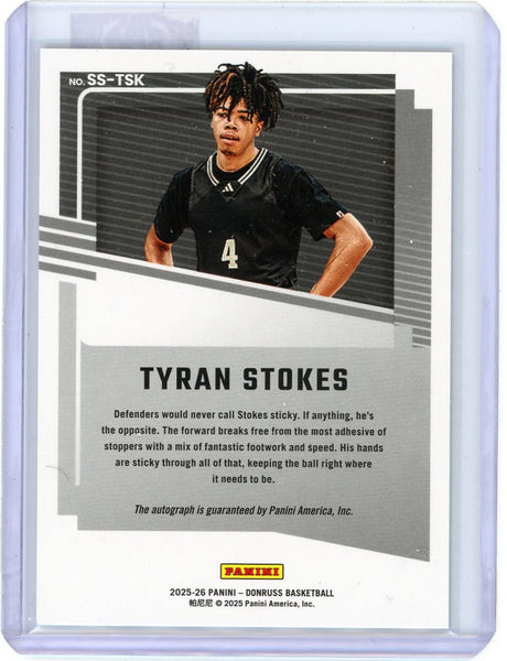Tyran Stokes - 2025-26 Donruss Basketball Significant Signatures Green 8/15 NIL