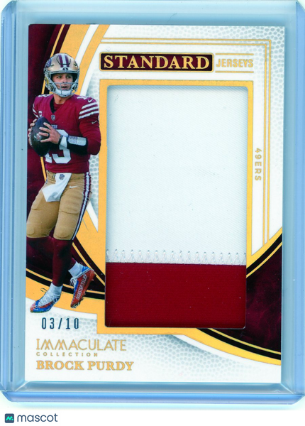 Brock Purdy 2025 Panini Immaculate NFL Jersey Patch 03/10 Gold Standard ISJ-BPY