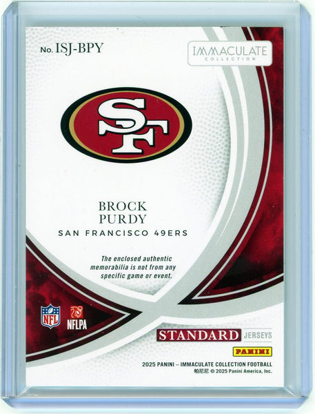 Brock Purdy 2025 Panini Immaculate NFL Jersey Patch 03/10 Gold Standard ISJ-BPY