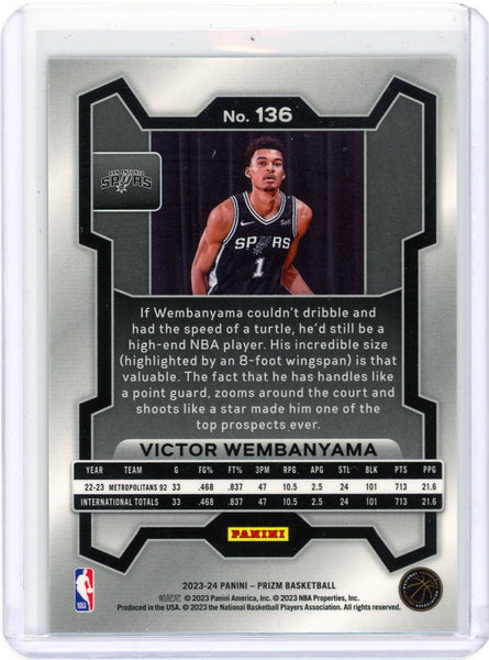 Victor Wembanyama - 202-24 Panini Prizm Basketball Rookie Card #136
