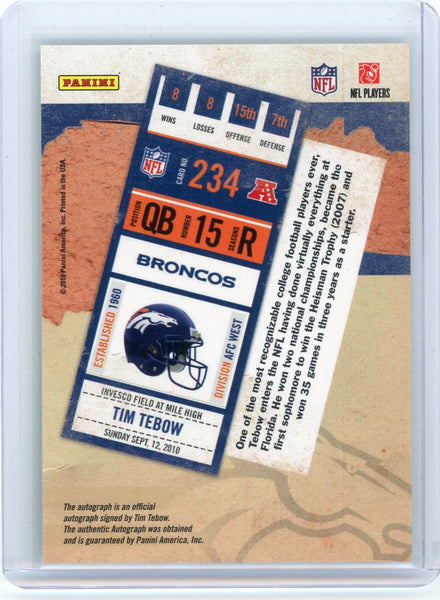 Tim Tebow - 2010 Playoff Contenders Panini Football Rookie Auto #234