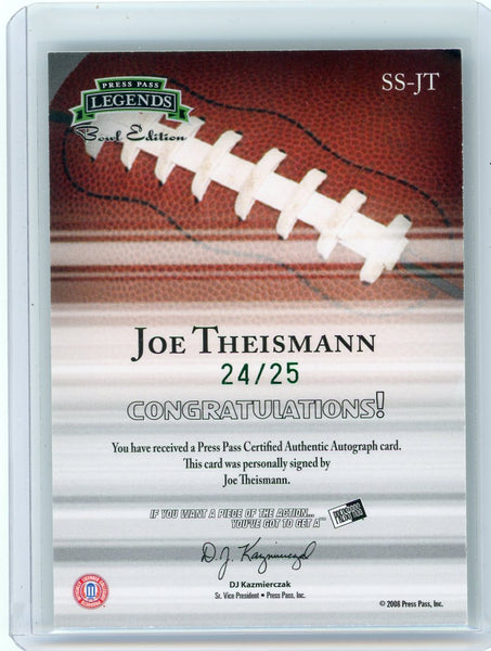Joe Theismann - 2008 Press Pass Legends Bowl Edition Auto Emerald 24/25