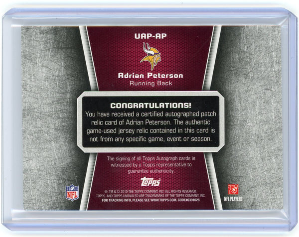 Adrian Peterson - 2010 Topps Unrivaled Autograph Patch Memorabilia 10/10 UAP-AP