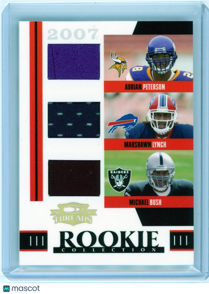 Adrian Peterson/Bush/Lynch - 2007 Donruss Threads Rookie Triple Jersey 225/500