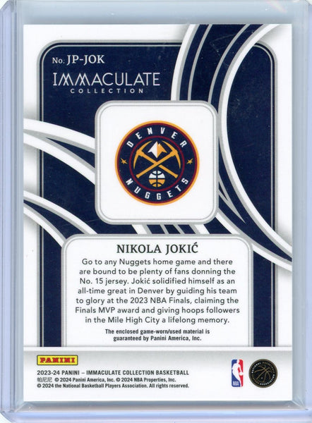 Nikola Jokić - 2024 Panini Immaculate Collection Game-Worn Patch