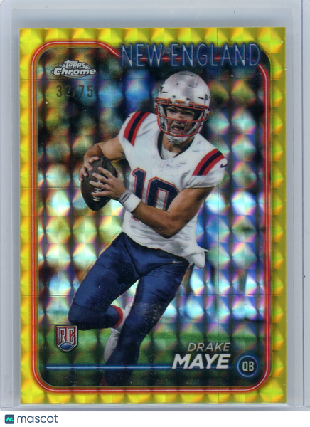 Drake Maye - 2024 Topps Chrome Yellow X-Fractor 32/75 RC