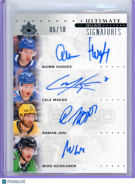 Cale Makar Quinn Hughes Miro Heiskanen Roman Josi - 2025 UD UC Quad Sigs 05/10