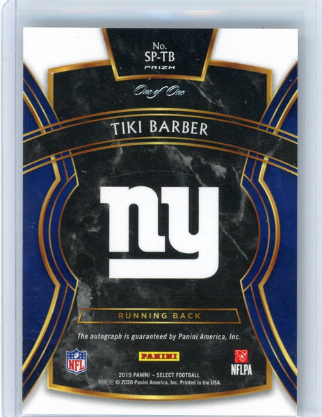 Tiki Barber - 2020 Panini Select Football One of One Black Checkerboard 1/1