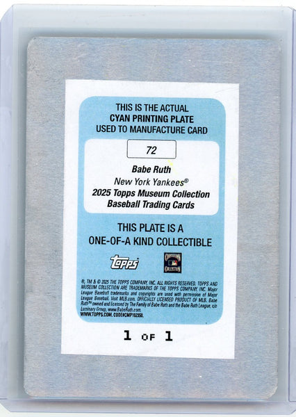 Babe Ruth - 2025 Topps Museum Collection Cyan Printing Plate