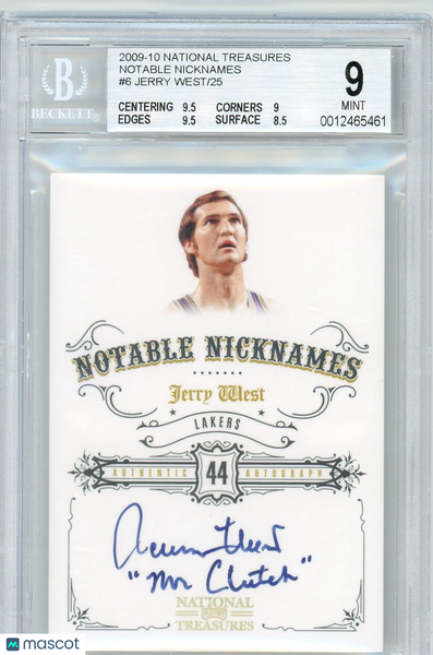 Jerry West - 2009 Playoff National Treasures Notable Nicknames BGS 9 16/25