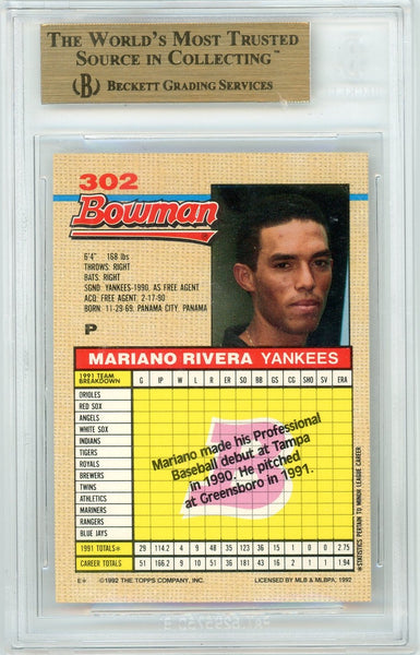 Mariano Rivera - 1992 Bowman BGS 9.5