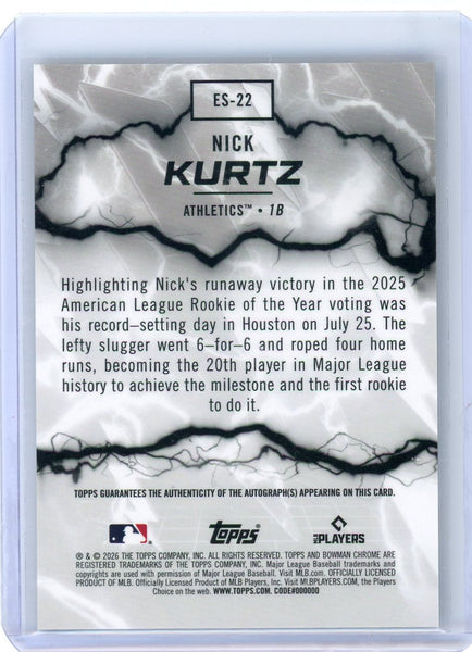Nick Kurtz - 2026 Bowman Chrome Electric Sluggers Gold Refractor Auto /50