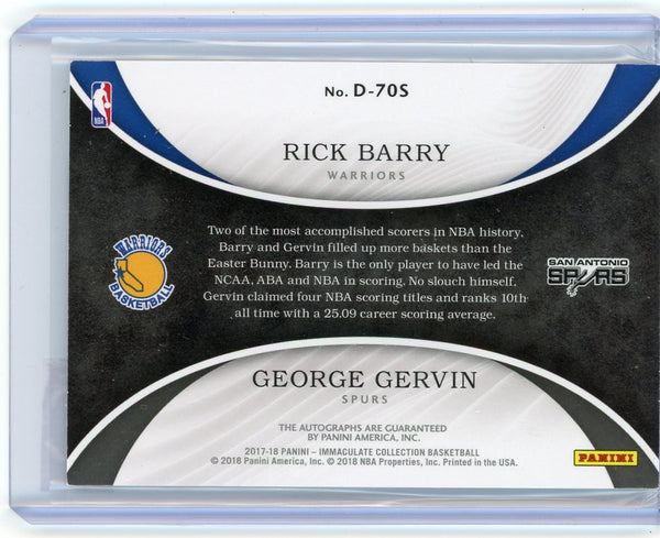 Rick Barry George Gervin - 2018 Panini Immaculate Collection Dual Auto 46/49