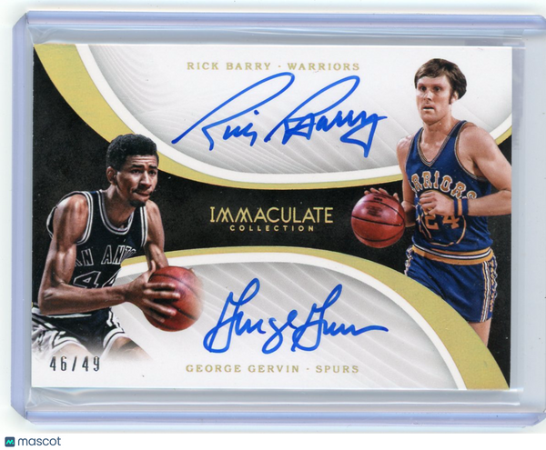Rick Barry George Gervin - 2018 Panini Immaculate Collection Dual Auto 46/49