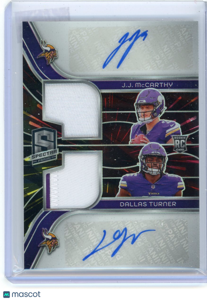 Dallas Turner J.J. McCarthy - 2024 Panini Spectra 05/50 Dual Autograph Patch