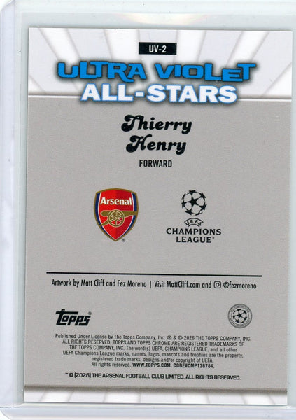 Thierry Henry - 2026 Topps Chrome Ultra Violet All-Stars Gold Refractor 20/50
