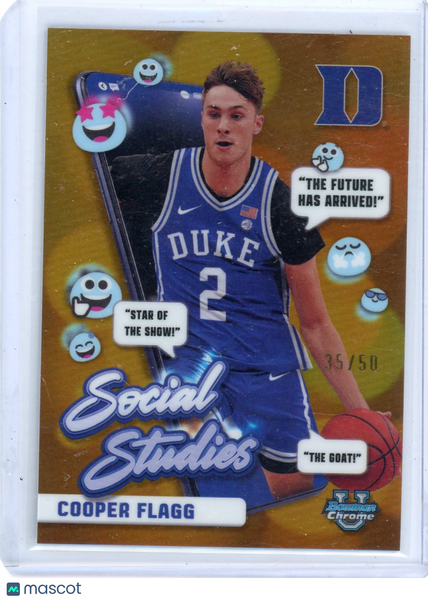 Cooper Flagg - 2025 Bowman Chrome University Social Studies Topps Gold 35/50